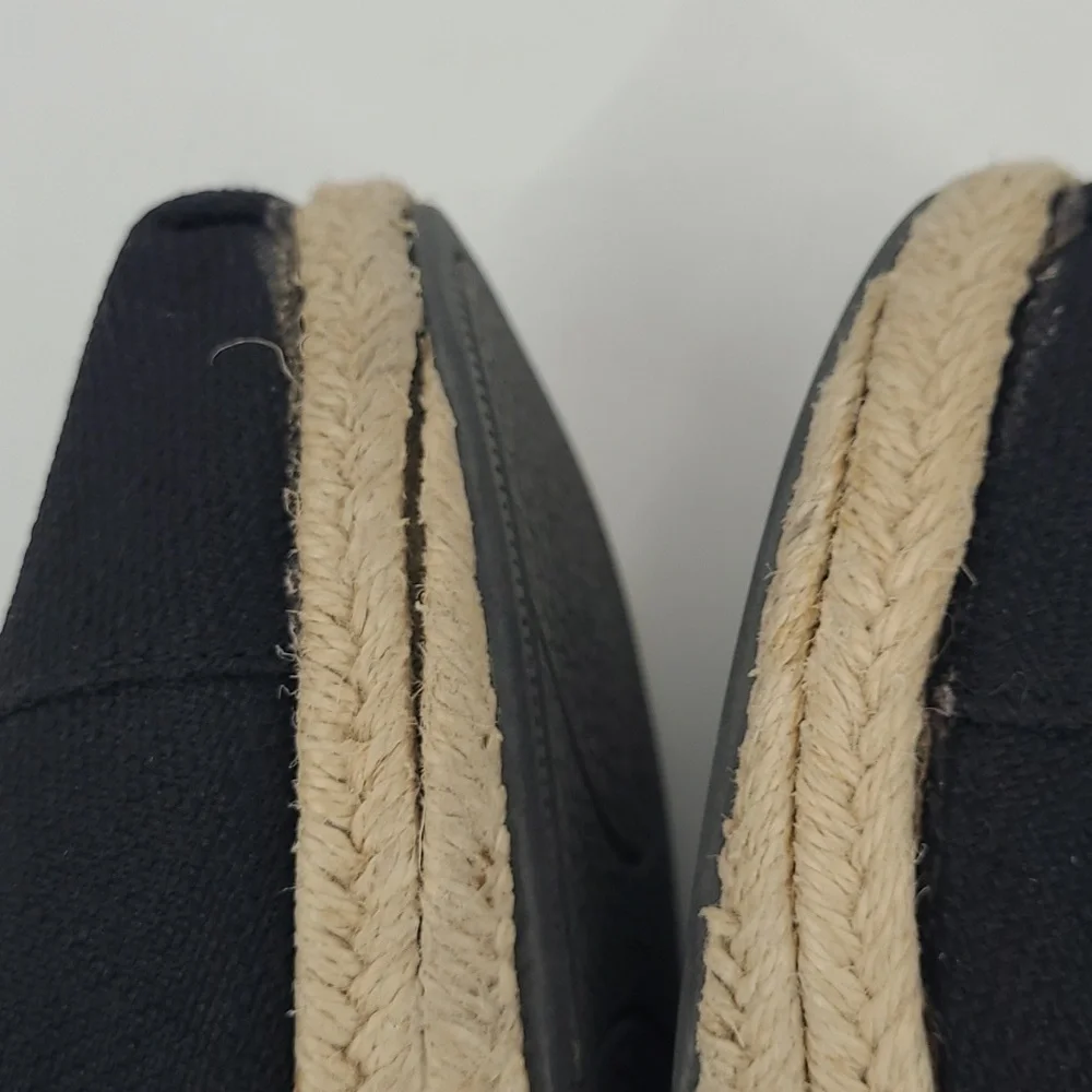 Skechers BOBS Women Black Canvas Espadrille Platform Slip On‎ Flats Memory Foam